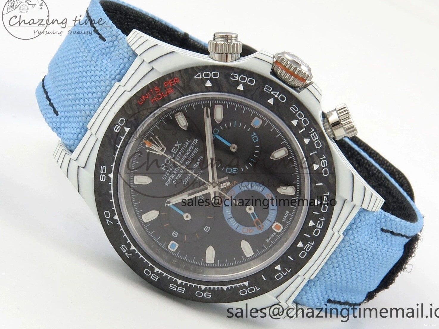 MiroTime 0106 Attractive Daytona DIW Carbon Case and Bezel DIWF Edition Black Dial on Blue Nylon Strap A 71